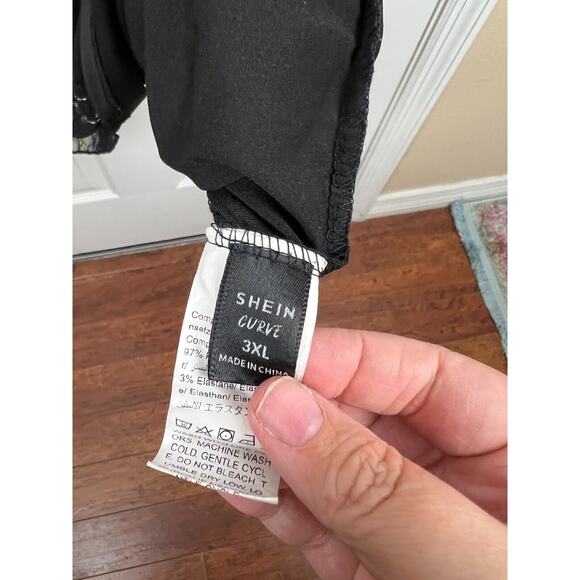 Shein Curve 3XL Black Mesh Floral Overlay Gothic Mini Dress 90s inspired - Picture 8 of 8